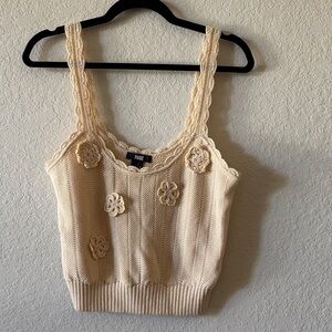 PAIGE Cream Floral Lace Crop Top